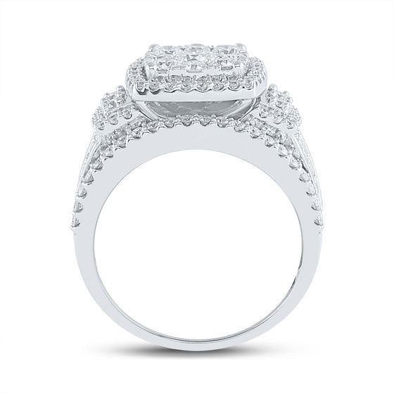 14k White Gold Round Diamond Square Bridal Wedding Engagement Ring 2 Cttw