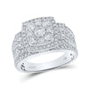 14k White Gold Round Diamond Square Bridal Wedding Engagement Ring 2 Cttw
