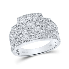  14k White Gold Round Diamond Square Bridal Wedding Engagement Ring 2 Cttw