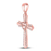 10k Rose Gold Womens Round Diamond Heart Cross Pendant 1/4 Cttw