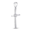 10k White Gold Womens Round Diamond Cross Pendant 1/12 Cttw