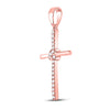 10k Rose Gold Womens Round Diamond Cross Pendant 1/12 Cttw