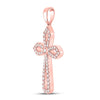 10k Rose Gold Womens Round Diamond Cross Pendant 1/3 Cttw