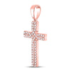 10k Rose Gold Womens Round Diamond Roman Cross Pendant 1/3 Cttw