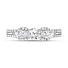 14k White Gold Round Diamond 3-stone Bridal Wedding Engagement Ring 1-1/3 Cttw