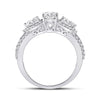 14k White Gold Round Diamond 3-stone Bridal Wedding Engagement Ring 1-1/3 Cttw