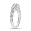14k White Gold Round Diamond 3-stone Bridal Wedding Engagement Ring 1-1/3 Cttw
