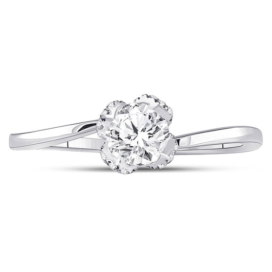 14k White Gold Round Diamond Solitaire Bridal Wedding Engagement Ring 5/8 Cttw