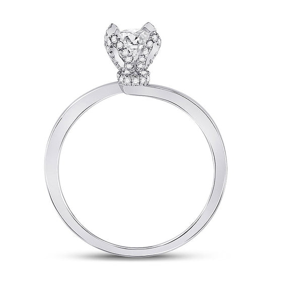 14k White Gold Round Diamond Solitaire Bridal Wedding Engagement Ring 5/8 Cttw