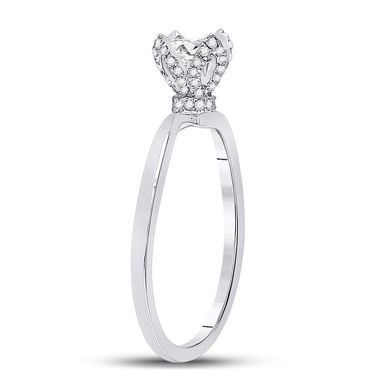 14k White Gold Round Diamond Solitaire Bridal Wedding Engagement Ring 5/8 Cttw
