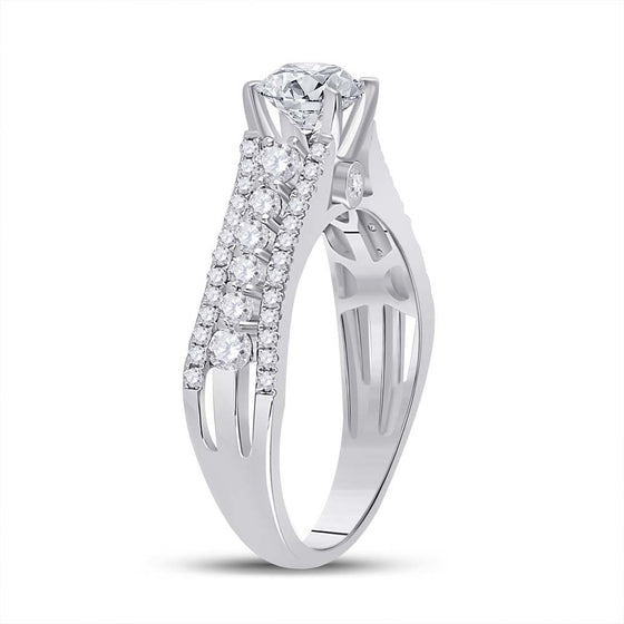 14k White Gold Round Diamond Solitaire Bridal Wedding Engagement Ring 1-1/3 Cttw