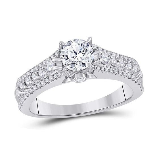 14k White Gold Round Diamond Solitaire Bridal Wedding Engagement Ring 1-1/3 Cttw