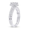 14k White Gold Oval Diamond Bridal Wedding Ring Band Set 1-1/3 Cttw