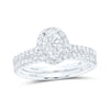 14k White Gold Oval Diamond Bridal Wedding Ring Band Set 1-1/3 Cttw