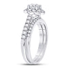 14k White Gold Round Diamond Bridal Wedding Ring Band Set 1 Cttw