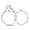 14k White Gold Round Diamond Bridal Wedding Ring Band Set 1 Cttw