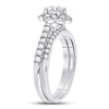 14k White Gold Round Diamond Bridal Wedding Ring Band Set 1 Cttw