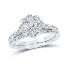 14k White Gold Round Diamond Bridal Wedding Ring Band Set 1 Cttw