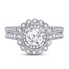 14k White Gold Round Diamond Bridal Wedding Ring Band Set 1-1/5 Cttw