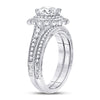 14k White Gold Round Diamond Bridal Wedding Ring Band Set 1-1/5 Cttw
