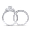 14k White Gold Round Diamond Bridal Wedding Ring Band Set 1-1/5 Cttw