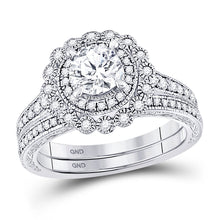  14k White Gold Round Diamond Bridal Wedding Ring Band Set 1-1/5 Cttw
