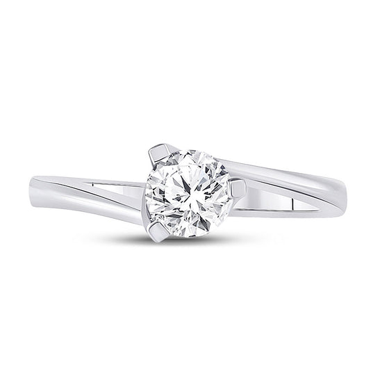 14k White Gold Womens Round Diamond Solitaire Bridal Wedding Engagement Ring 3/4 Cttw