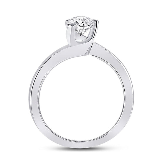 14k White Gold Womens Round Diamond Solitaire Bridal Wedding Engagement Ring 3/4 Cttw