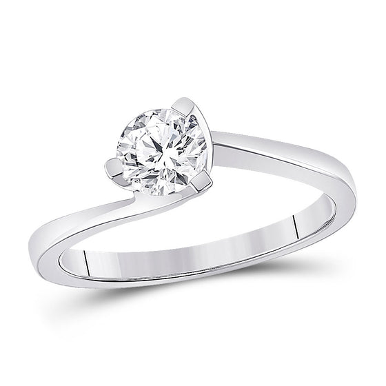 14k White Gold Womens Round Diamond Solitaire Bridal Wedding Engagement Ring 3/4 Cttw