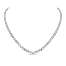  14k White Gold Womens Round Diamond Flower Cluster Tennis Necklace 8-1/4 Cttw