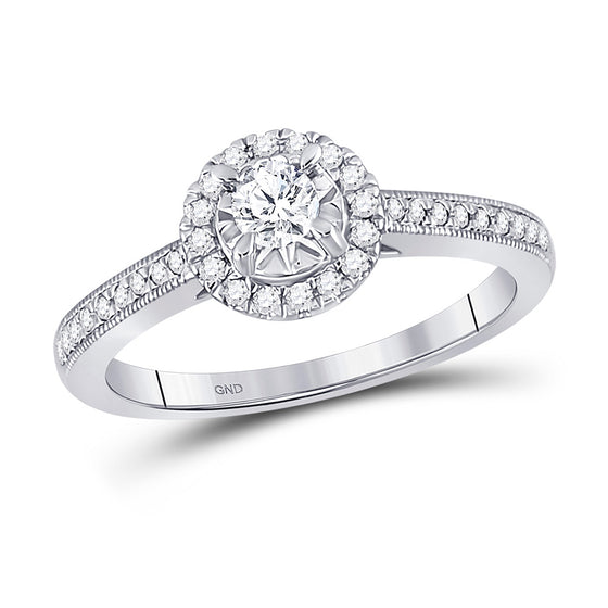 14k White Gold Round Diamond Solitaire Bridal Wedding Engagement Ring 3/8 Cttw