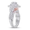 14k Two-tone Gold Round Diamond Bridal Wedding Ring Band Set 2 Cttw