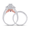 14k Two-tone Gold Round Diamond Bridal Wedding Ring Band Set 2 Cttw