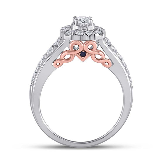 14k Two-tone Gold Round Diamond Bridal Wedding Ring Band Set 1 Cttw