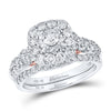 14k Two-tone Gold Round Diamond Bridal Wedding Ring Band Set 1-1/2 Cttw