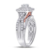 14k Two-tone Gold Round Diamond Bridal Wedding Ring Band Set 1 Cttw