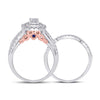 14k Two-tone Gold Round Diamond Bridal Wedding Ring Band Set 1 Cttw