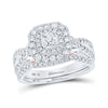 14k Two-tone Gold Round Diamond Bridal Wedding Ring Band Set 1 Cttw