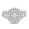 14k White Gold Princess Diamond Bridal Wedding Ring Band Set 1 Cttw