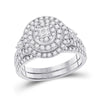 14k White Gold Princess Diamond Bridal Wedding Ring Band Set 1 Cttw