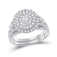  14k White Gold Princess Diamond Bridal Wedding Ring Band Set 1 Cttw