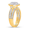 14k Yellow Gold Princess Diamond Bridal Wedding Ring Band Set 3/4 Cttw