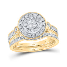  14k Yellow Gold Princess Diamond Bridal Wedding Ring Band Set 3/4 Cttw