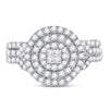 14k White Gold Princess Diamond Bridal Wedding Ring Band Set 3/4 Cttw