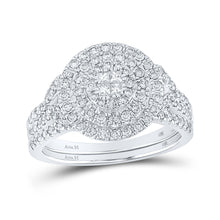  14k White Gold Princess Diamond Bridal Wedding Ring Band Set 3/4 Cttw