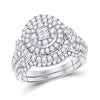 14k White Gold Princess Diamond Bridal Wedding Ring Band Set 1-1/4 Cttw