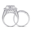 14k White Gold Princess Diamond Bridal Wedding Ring Band Set 2 Cttw