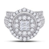14k White Gold Princess Diamond Bridal Wedding Ring Band Set 2 Cttw