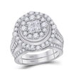 14k White Gold Princess Diamond Bridal Wedding Ring Band Set 2 Cttw