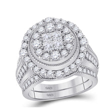  14k White Gold Princess Diamond Bridal Wedding Ring Band Set 2 Cttw